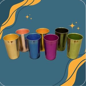 Vintage Set Of 7 Basal Italian Aluminum Tumblers